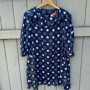 Lucky Chouette Star Print Dress Sz 36 With Pockets Mini Dress Wedding Guest